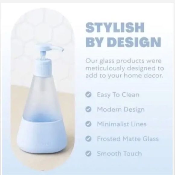 New Cleancult Soap Bottle 12oz Home Reusable Liquid Frosted Glass Blue Empty NWT - Picture 3 of 16